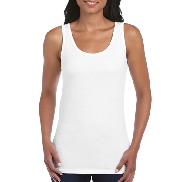 Gildan Dam/Damer Softstyle Ringspun Bomull Tank Top 16 UK W White 16 UK