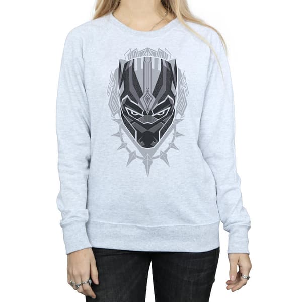 Marvel Dam/Kvinnor Black Panther Huvud Sweatshirt M Heather Grå Heather Grey M