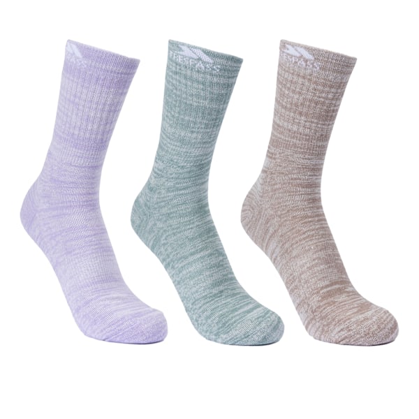 Trespass Womens/Ladies Helvellyn Trekking Socks (3-pack) 6-9 Spruce Green/Oatmeal/Gelsomino Mela 6-9 UK