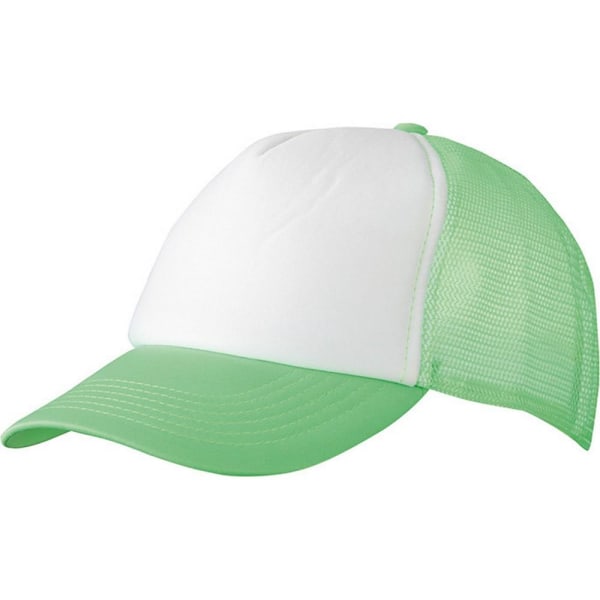 Myrtle Beach Adults Unisex 5 Panel Polyester Mesh Cap One Size White/Neon Green One Size