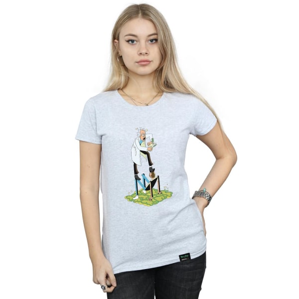 Rick And Morty T-shirt i bomull med stiliserade karaktärer för kvinnor/damer Sports Grey M