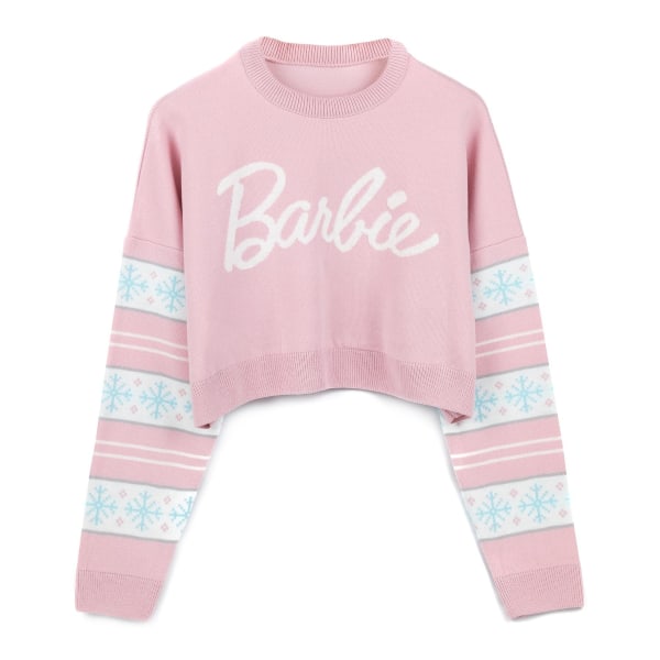 Barbie Dam/Dam Logotyp Cropped Jumper XL Rosa/Vit Pink/White XL