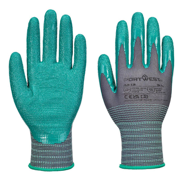 Portwest Unisex Vuxen A313 Greppsäkra Nitril Krinklade Säkerhetshandskar Grey/Green L