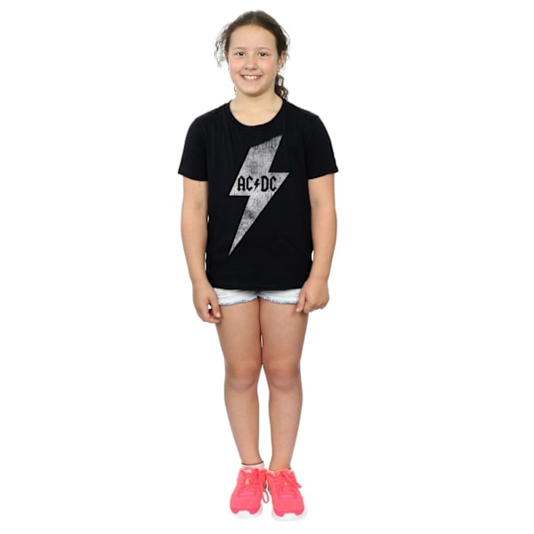 AC/DC Flicktröja med Blixt Cotton T-Shirt 5-6 År Svart Black 5-6 Years