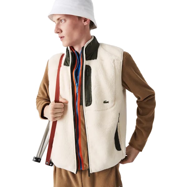 Lacoste Herr Sherpa Fleece Väst XS Cream Cream XS