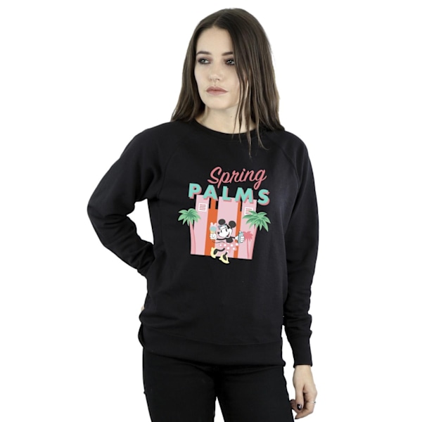 Disney Dam/Kvinnor Minnie Mouse Spring Palms Sweatshirt L Bla Black L