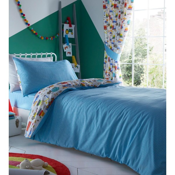 Kids Club Bright Trucks Påslakanset Enkelt Multicolored Multicoloured Single