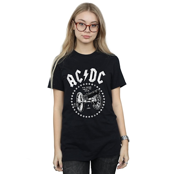 AC/DC Dam/Kvinnor Vi Saluterar Dig Cannon Bomull Pojkvän T-Shi Black 3XL