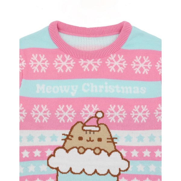 Pusheen Girls Knitted Christmas Sweatshirt 11-12 år Rosa/Blå Pink/Blue 11-12 Years