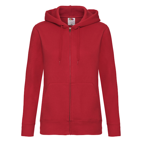 Fruit of the Loom Dam/Damer Premium Lady Fit Full Zip Hoodi Red 8 UK