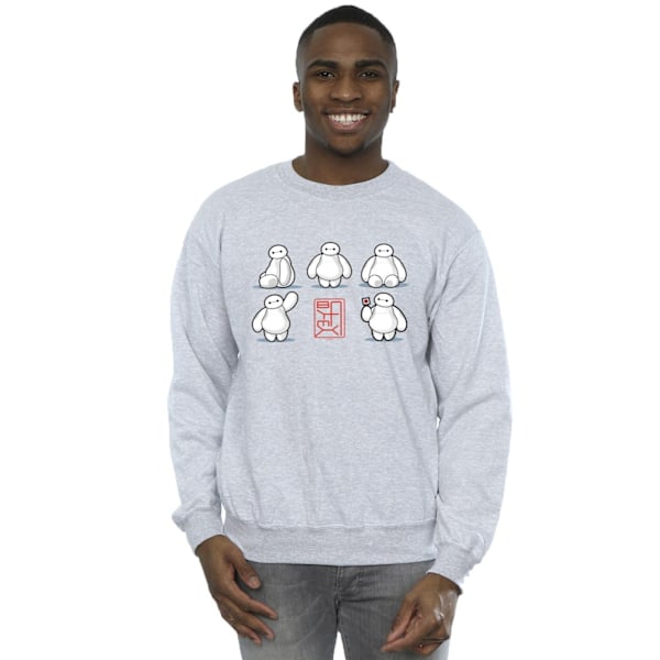 Disney Herr Big Hero 6 Baymax Många Poser Sweatshirt 4XL Sport Sports Grey 4XL