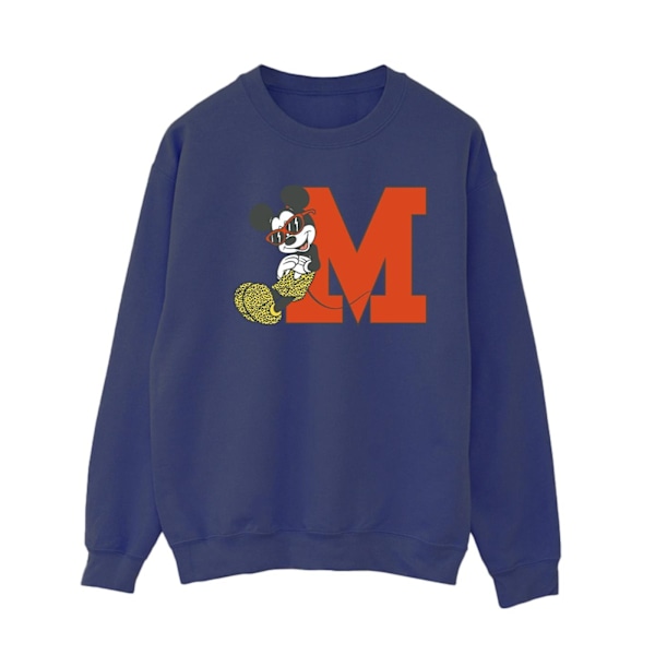 Disney Dam/Kvinnor Mickey Mouse Leopard Byxor Sweatshirt M Navy Blue M