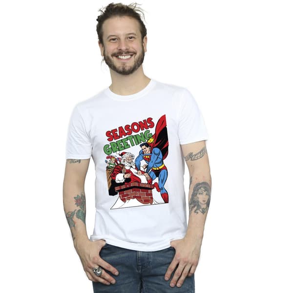 DC Comics Herr Superman Santa Comic T-Shirt S Vit White S