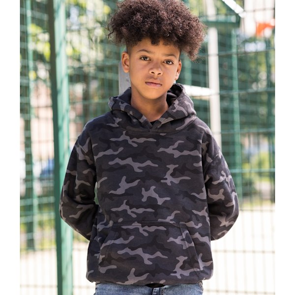 AWDis Barn/Barn Camo Hoodie 7-8 År Svart Camo Black Camo 7-8 Years