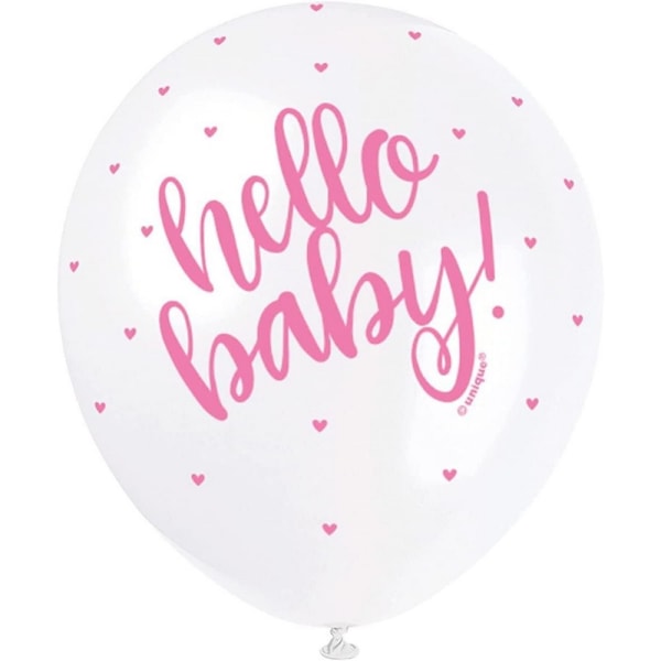 Unika Party Hello Baby latexballonger (paket med 5) One Size Whi White/Pink One Size