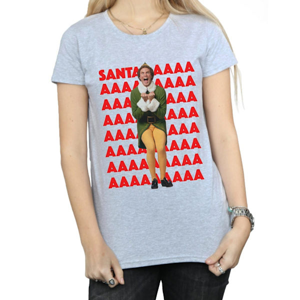 Elf Dam/Damer Buddy Santa Scream Bomull Boyfriend T-Shirt S Sports Grey S