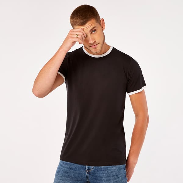 Kustom Kit Herr Ringer T-shirt M Svart/Vit Black/White M