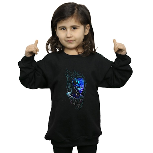 Marvel Girls Black Panther Neon Mask Sweatshirt 7-8 år Svart Black 7-8 Years