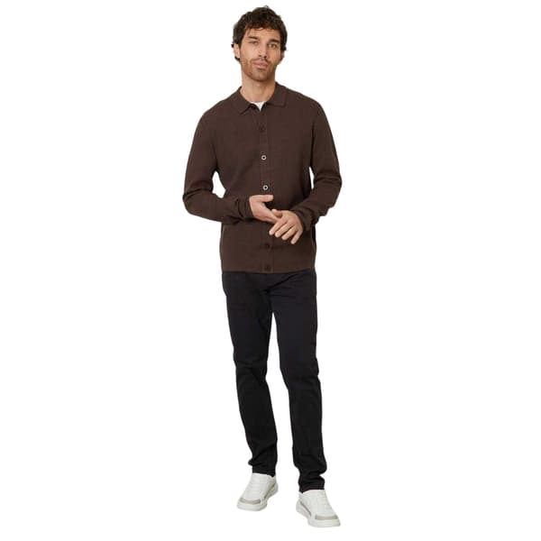 Threadbare Herr Stickad Regular Skjorta med Knappar L Java Brun Java Brown L