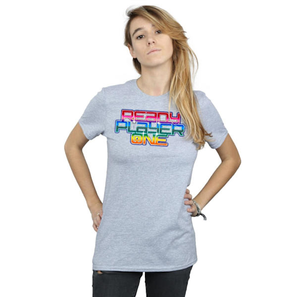 Ready Player One Dam/Dam Rainbow Logo Bomull Boyfriend T-shirt Sports Grey M