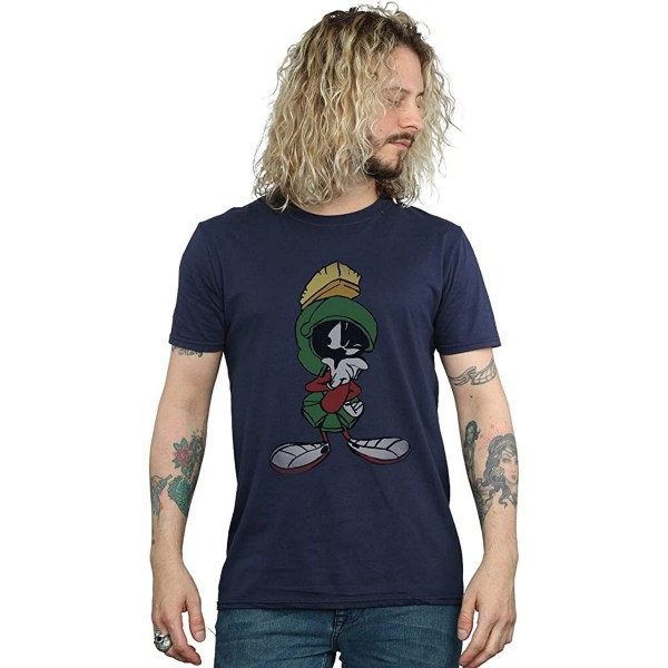 Looney Tunes Mens Marvin The Martian Pose T-shirt i bomull M Marinblå Navy Blue M