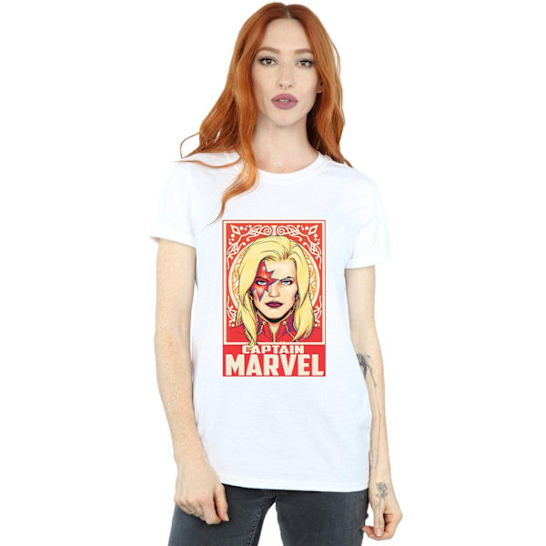 Captain Marvel Dam/Damer Ornament Pojkvän T-shirt XL Vit White XL