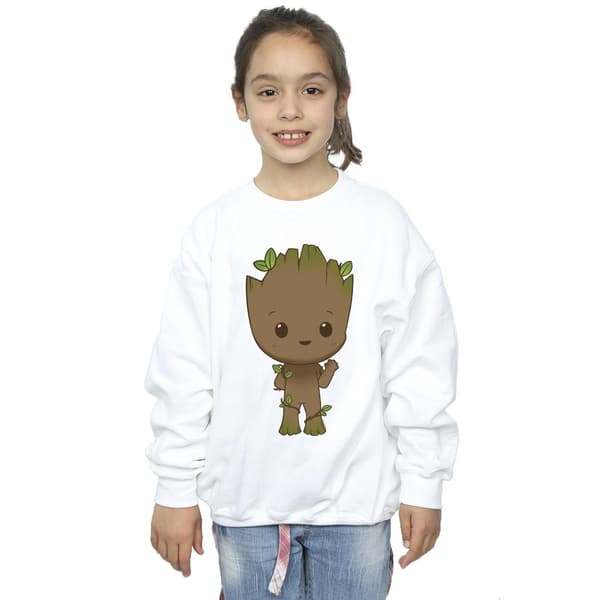 Marvel Girls I Am Groot Chibi Wave Pose Tröja 3-4 År Vit White 3-4 Years