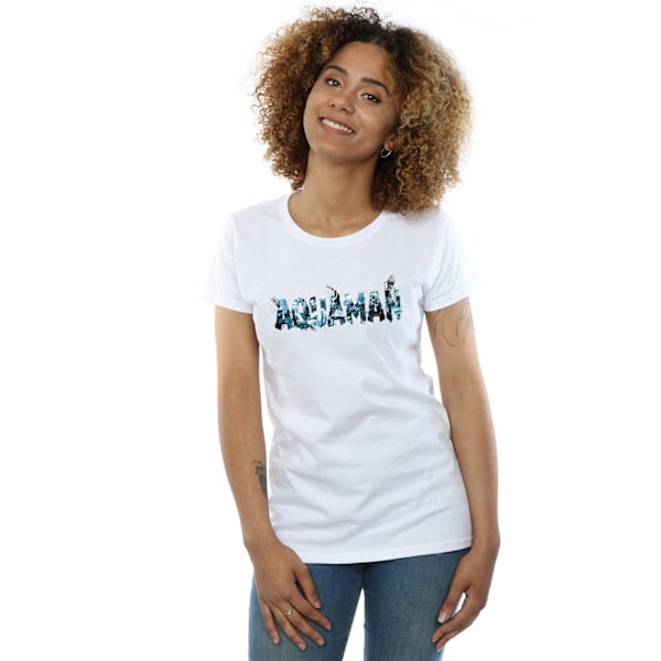 DC Comics Dam/Kvinnor Aquaman Text Logo Bomull T-shirt S Vit White S