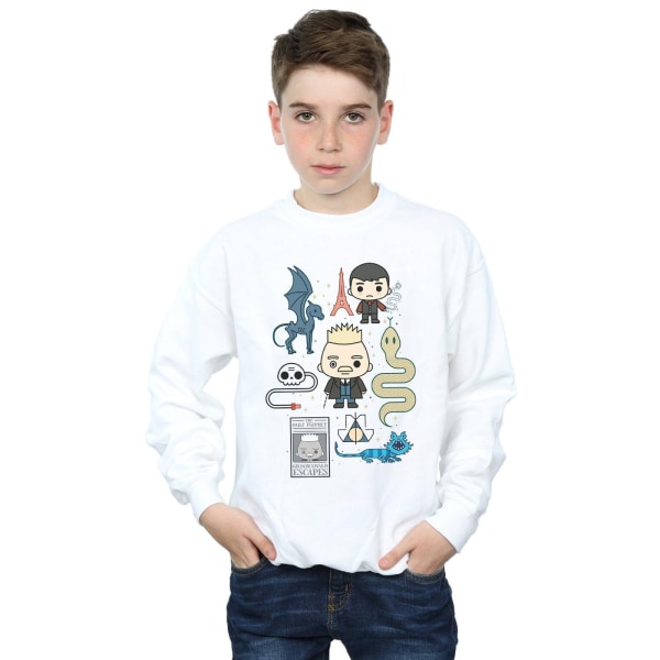 Fantastic Beasts Boys Chibi Grindelwald Sweatshirt 7-8 år Wh White 7-8 Years