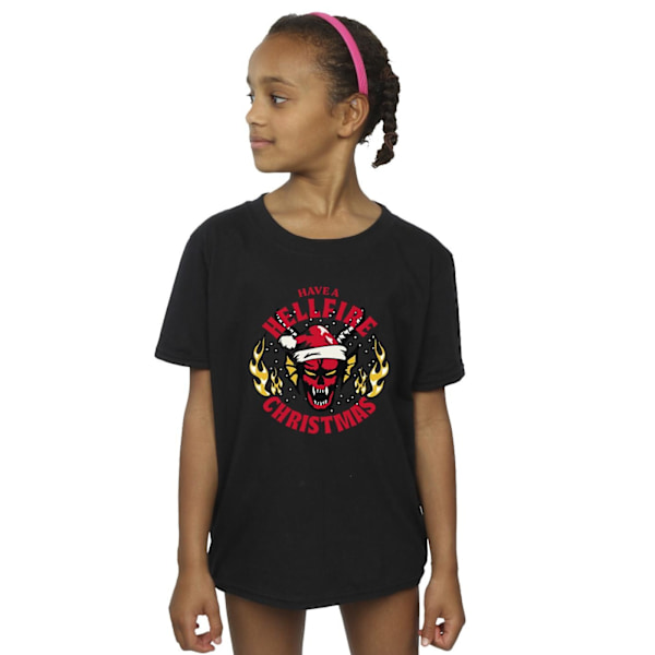 Netflix Girls Stranger Things Hellfire Jul Bomull T-shirt Black 12-13 Years