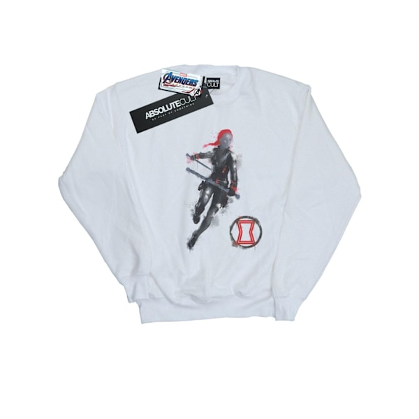 Marvel Boys Avengers Endgame Målad Black Widow Sweatshirt 12- White 12-13 Years