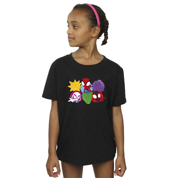 Marvel Girls Spidey And His Amazing Friends Faces Bomull T-Shir Black 12-13 Years