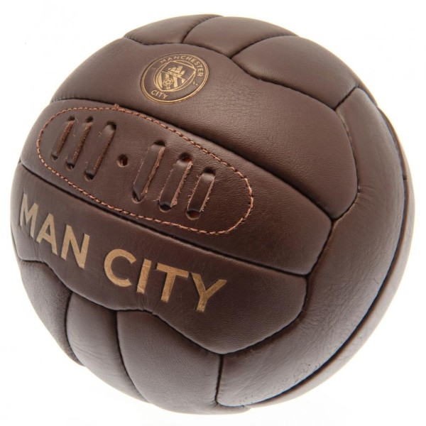 Manchester City FC Retro Leather Heritage Football One Size Bro Brown One Size