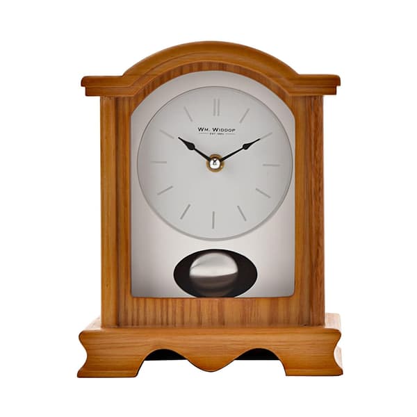 Wm.Widdop Mantel Clock med Pendel och Bruten Båge, Ekträeffekt, One Size Oak One Size