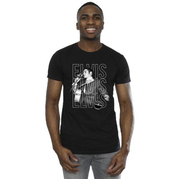 Elvis Mens Triple Logo Portrait T-Shirt L Svart Black L
