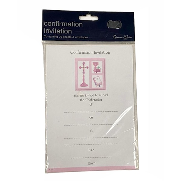 Simon Elvin Konfirmationsinbjudningar (20-pack) One Size Vit White/Pink One Size