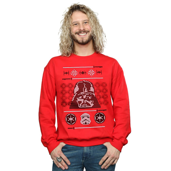 Star Wars Jul Vader Head Fair Isle Sweatshirt XL Röd Red XL