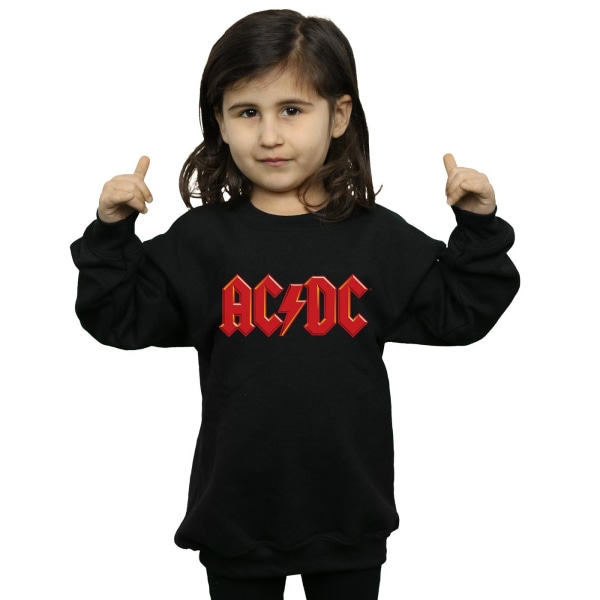 ACDC Girls Röd Logo Sweatshirt 7-8 Years Black Black 7-8 Years