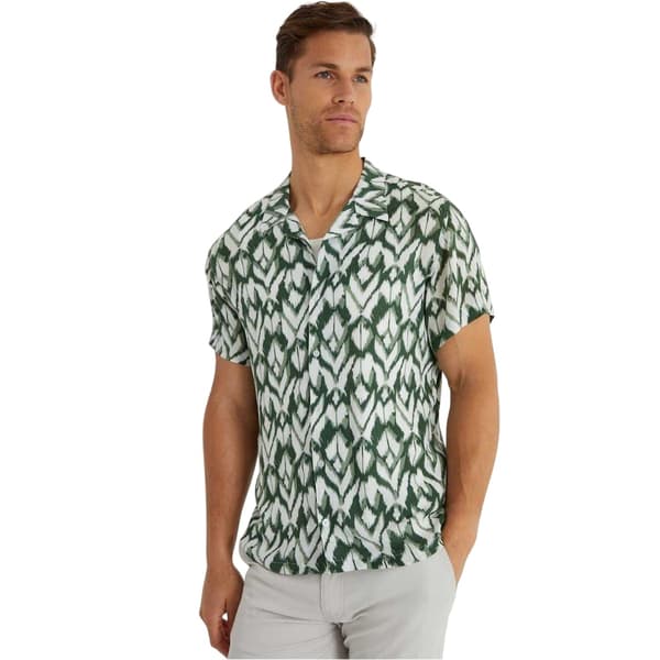 Threadbare Herr Geometrisk Kortärmad Skjorta L Tallgrön Pine Green L
