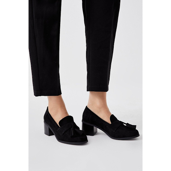 Dorothy Perkins Dam/Dam Lena Block Heel Loafers 4 UK Natu Natural Black 4 UK