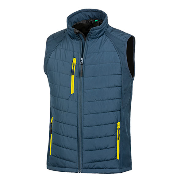 Result Herr Svart Compass Vadderad Soft Shell Väst M Marinblå/Gul Navy/Yellow M
