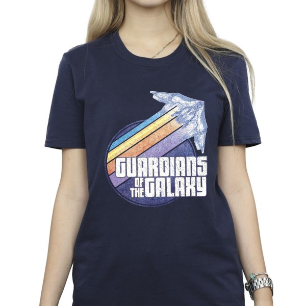 Guardians Of The Galaxy Dam/Ladies Badge Rocket Cotton Boyfr Navy Blue S