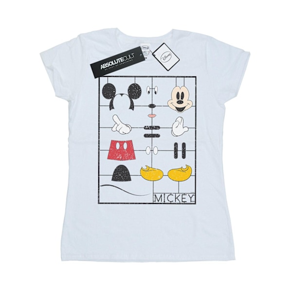 Disney Dam/Kvinnor Mickey Mouse Byggsats Bomull T-shirt White XL