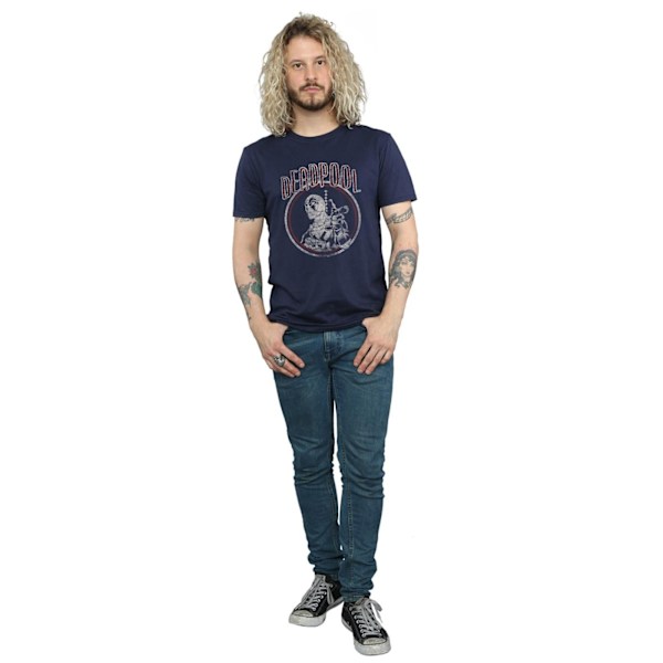 Marvel Deadpool Vintage Circle T-shirt XXL Marinblå Navy Blue XXL