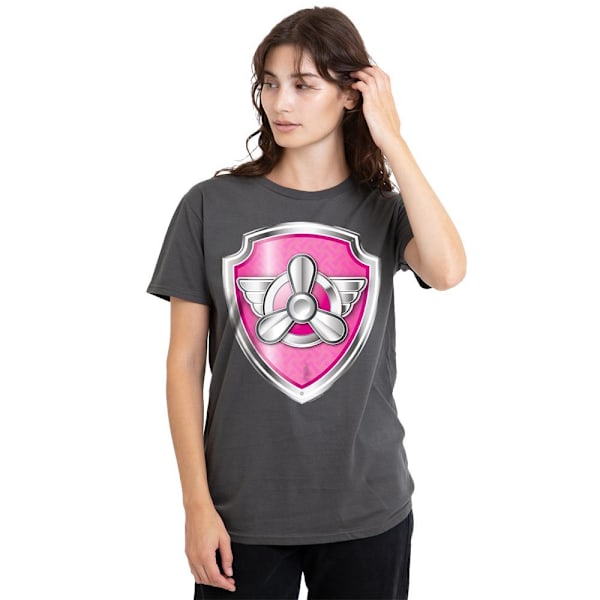 Paw Patrol Unisex Vuxen Skye Badge T-Shirt L Gråmelerad Charcoal L