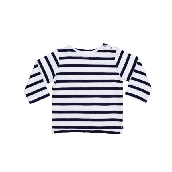 Babybugz Baby Breton Stripe Långärmad T-shirt 18-24 månader W White/Nautical Navy 18-24 Months