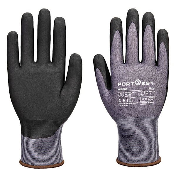 Portwest Unisex Vuxen A356 - ESD Nitril Säkerhetshandskar (Förpackning med Grey/Black XL