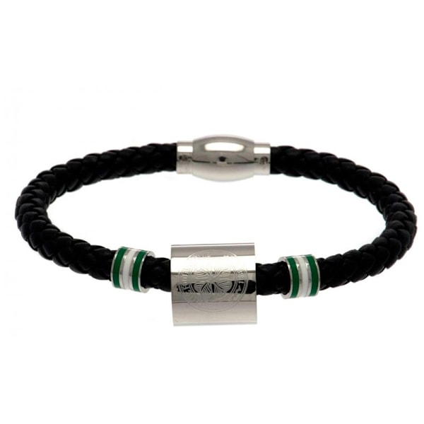Celtic FC Läder Ring Armband En Storlek Svart/Stål Black/Steel One Size