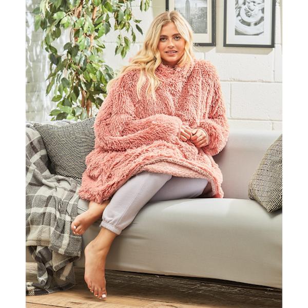 Ribbon Unisex Vuxen Sherpa Vändbar Oversize Hoodie En Storlek Pink One Size