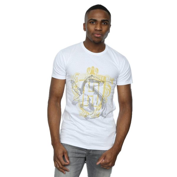 Harry Potter Hufflepuff Badger Crest T-shirt för män, S, vit White S